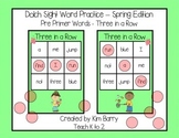 Dolch Sight Words Pre Primer - Three in a Row - Spring Edition