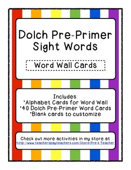 dolch pre primer sight words