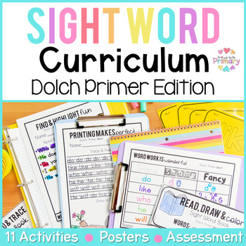 Preview of Kindergarten Sight Words Practice Activities, Worksheets, Flash Cards & Lists
