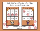 Dolch Sight Words Primer - Three in a Row - Fall Edition
