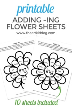 Preview of Dolch Sight Words Printable Worksheets, -ING, Waldorf Flowers #undertherainbow