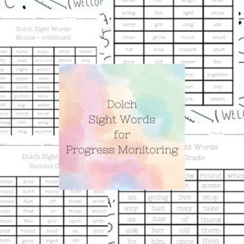 Preview of Dolch Sight Words Progress Monitor Tracking Sheets - including nouns