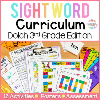 Preview of 3rd Grade Dolch Sight Words Practice Activities, Word Searches & Coloring Sheets