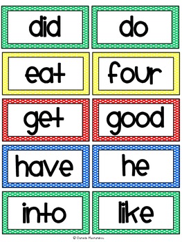 Dolch Sight Words / Word Wall Cards in Primary Colors 315 Words