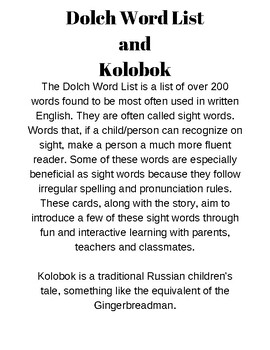 Preview of Dolch (Sight) Words and Kolobok