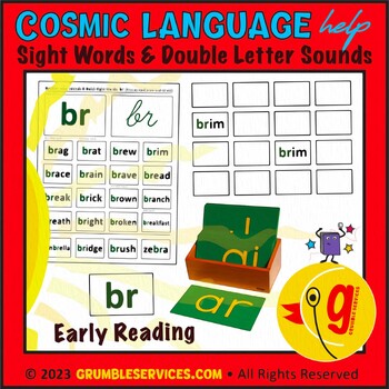 Preview of Dolch Sight Words & Double Letter Blends -br- Early Reading Montessori Cards