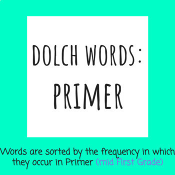 Preview of Dolch Sight Words for Early-Mid 1st Grade (Primer) Google Slides