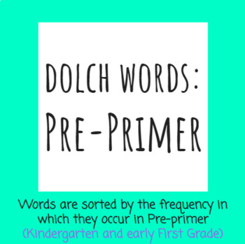 Preview of Dolch Sight Words for Kindergarten & Early 1st Grade (Pre-Primer)