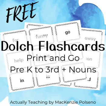 Preview of Dolch Sight Words | Editable Flash Cards, Pre K to 3rd + Nouns