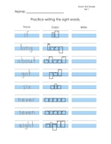 Dolch Third Grade Handwriting Worksheets