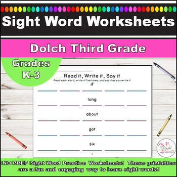 Dolch 3rd Grade 9 Weeks of Sight Word and High Frequency Word Work