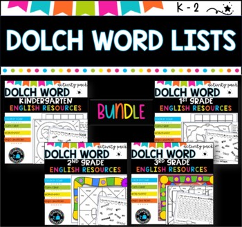Preview of Dolch Word Activity packs BUNDLE k-Grade 3.NO PREP, independent work