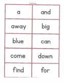Dolch Word: Flash Cards: Pre-K to 2nd Grade
