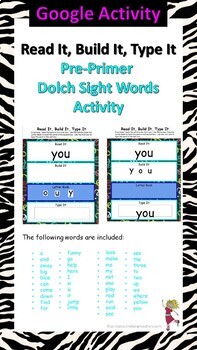 Preview of Dolch Word List Activities for Distance Learning: Pre-Primer