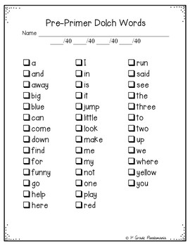 Dolch Word Lists for Testing FREE! by 1st Grade Pandamania | TpT