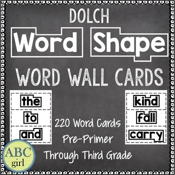 Preview of Dolch Word Shape Word Wall Sight Words Flash Cards