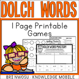 Dolch Words - 1 Page Printable Games