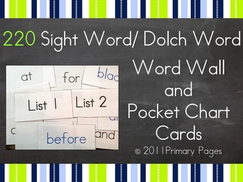 Preview of Sight Words- Word Wall Cards and Key Ring Cards for Fluency