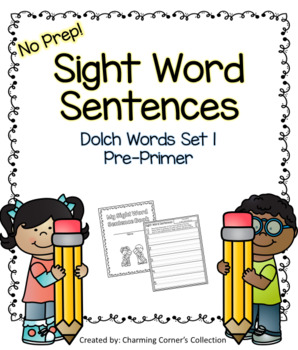 Preview of Dolch Words Writing Sentences ~ Pre-Primer