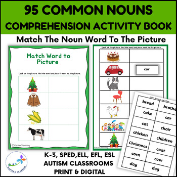 Preview of Common Nouns - Matching Words To Picture Activity Book