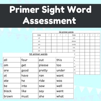 Dolch S Primer Sight Words Assessment Checklist Editable By Miss Bayley