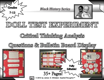 Preview of Doll Test Experiment High Order Thinking Analytical Questions Black History