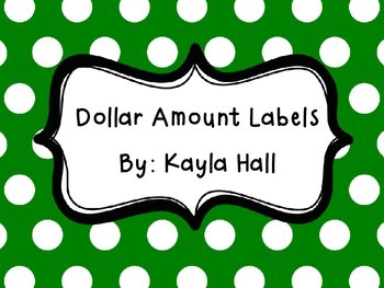 Preview of Dollar Bill Amount Labels