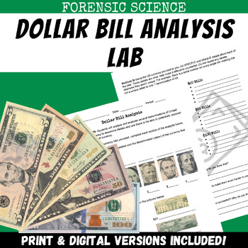 Preview of Dollar Bill Analysis Exploratory Lab Activity (Counterfeit Unit)