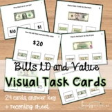 Dollar Bill Identification and Value Task Cards for autism