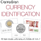 Dollar / Coin / Money Identification Canadian Money Task Cards