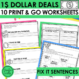 Dollar Deal Animals Fix the Sentence Worksheets Sentence B