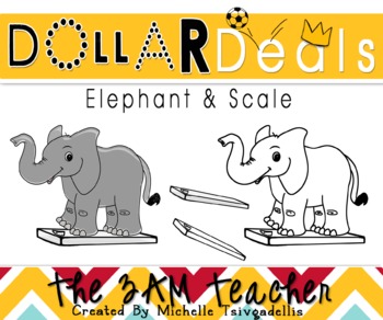 Preview of Dollar Deal Clip Art: Heavy Elephant and Scale