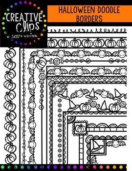 Preview of Halloween Doodle Borders {Creative Clips Digital Clipart}