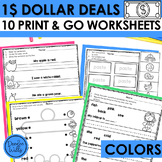 Dollar Deal Kindergarten Color Words Worksheet and Printab
