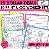 Dollar Deal Numbers 1  to 20 Counting Worksheets for Kindergarten