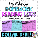 Monthly Homework Reading Logs - Dollar Deal!
