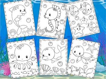 Preview of Dollar Deal : Sea and Ocean Animals Friends Coloring Pages  