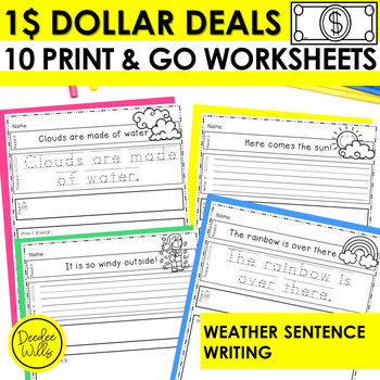Preview of Dollar Deal Weather Sentence Writing & Handwriting Practice Activities