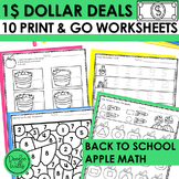 Dollar Deal Worksheets Back to School Apple Math Skills w 