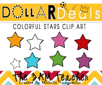 Preview of Dollar Deals Clip Art: Colorful Stars