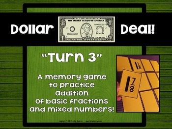 Preview of Adding Fractions Memory Game: Dollar Deals:  "Turn 3"