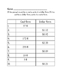 Dollar Form and Cent Form