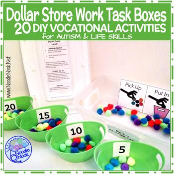 Dollar Store Work Task Boxes for Special Education - 20 Activities with  Visuals