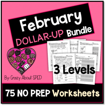 Preview of Dollar-Up Bundle February-- Life Skills Money Math for Special Education