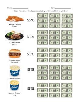 Preview of Dollar Up - Culver's Inspired Menu Math | Rounding & Bar Graphs