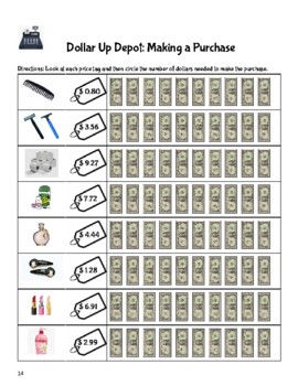 Dollar Up Worksheet, Grocery Items Under $10