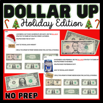 Preview of Holiday Dollar Up Worksheets/ Task Cards - Consumer Math - Life Skills