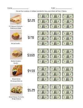 Preview of Dollar Up - Taco Bell Inspired Menu Math | Rounding & Bar Graphs