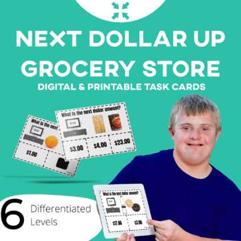 Preview of Dollar Up Task Cards: Grocery Store