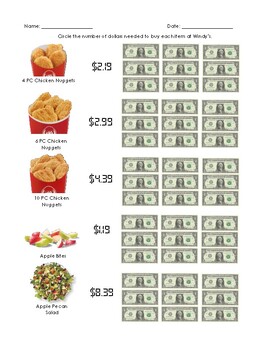 Preview of Dollar Up - Wendy's Inspired Menu Math | Rounding & Bar Graphs